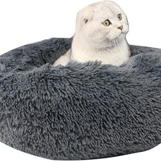 Helweet Fluffy Dog Bed, Cat Bed, Dog Cushion, Dog Sofa, Cat Basket, Suitable for Small Dogs, Kittens and Other Pets Weighing Less than 2 kg, Diameter 40 cm