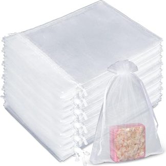 Sukh 50 Organza Soap Bags for Packaging - Organza Gift Bags 5x7 inch Soap Bags for Homemade Soap, Wedding Anniversary, Souvenir, Soap Net, Wedding Gifts, Small Soap Bags,