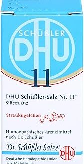 DHU Schüßler Salt No. 11 Silicea D12 Scattering Balls - The Mineral Salt of Hair, Skin and Connective Tissue - The Original - Environmentally Friendly in Medicine Glass, 10 g Globules