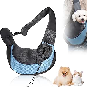 Dog Carrier Bag, Adjustable Carry Bag, Dog up to 5 kg, Dog Carrier, Transport Bag with Drawstring, Breathable Mesh Dog Sling for Small Dogs, Cats, Outdoor Activities