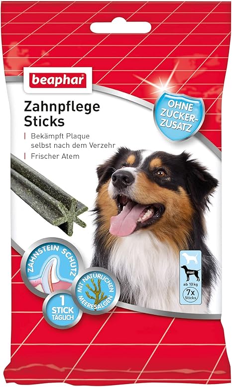 Beaphar Dental Care Sticks - For Large Dogs - Dental Care Snack - With Natural Seaweed - No Added Sugar - 7 Pieces, 182 g (Pack of 1)
