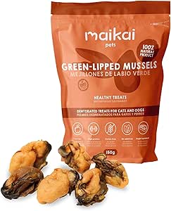 Green-lipped Mussel for Dogs and Cats - Dried Snacks Instead of Powder Capsules - Natural Joint Snack with Glucosamine + MSM - Supports Joints + Cartilage + Mobility - No Additives | MAIKAI