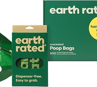 Earth Rated 600 Dog Waste Bags with Handles Value Pack - Easy Tie & Guaranteed Leak Proof Odourless