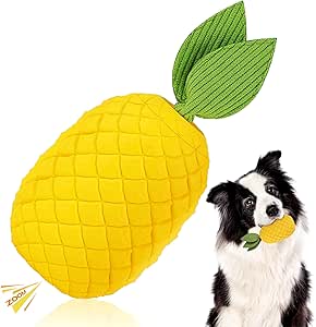 FuntasticFinds Pineapple Dog Toy for Aggressive Chewers, Indestructible Chew Toy with Squeaker for Large Dogs - Durable Rubber Toy for Puppy Teething & Interactive Play