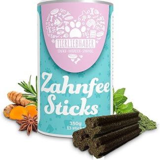 TIERLIEBHABER Zahnfee Dental Sticks Dog Tartar Remover - Dog Treats for Dog Dental Care - Developed by Vets - Against Bad Breath & Plaque - 13 Natural Dental Chew Sticks Dog