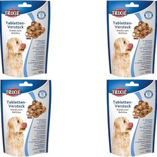Trixie Pill Hideaway for Dogs | Pack of 4 | 4 x 100 g | Supplementary Food for Dogs | Makes Drug Administration Easier | Opening for Tablets