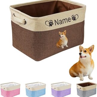 Buaodam Personalised Toy Storage Box with Personalised Pet Name or Desired Text, for Organising Cats and Dog Clothes, Toy