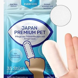 Japan Premium Pet Tear stain wipes for dogs and cats, finger pads, eye care for dogs and cats, wet wipes in finger brush shape for pets, tear stain remover dog, pack of 35