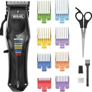 WAHL Animal Color Pro, Rechargeable Pet Clippers with Colour-Coded Attachment Combs, Full Hair Care for Dogs, Low Noise, Net Battery Operated Clippers for Dogs, Black