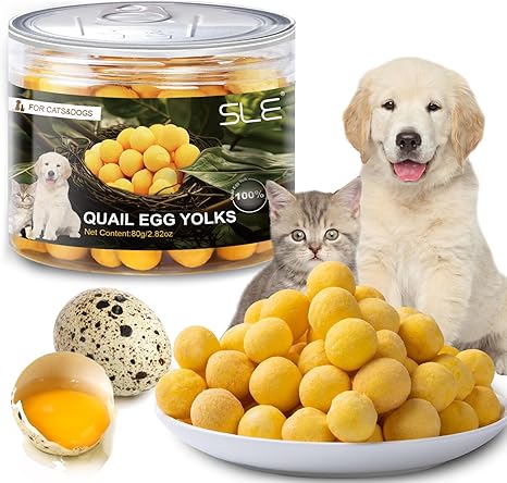 Freeze-Dried Quail Egg Yellow Cat Snacks Cat Treats, Crispy Quail Egg Yellow Cat Treats Dog Treats, Healthy Delicious Snacks for Cats Dogs Training (S, Quail)