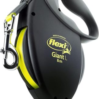 flexi Giant L Retractable Dog Leash (Tape), Large, Black/Neon