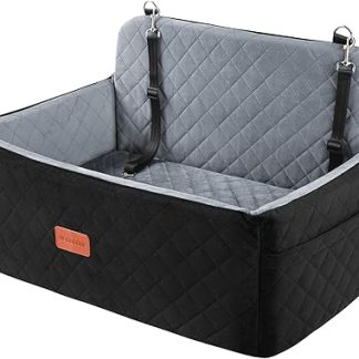 Dog Car Seat for Medium / Large Dogs, Dog Car Seat for Medium or 2 Small Dogs, Removable & Washable Dog Seat Car, Dog Bed Car for the Back Seat with 2 Safety Leads