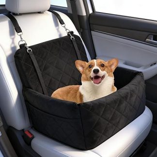Dog Car Seat for Small Dogs, Dog Seat Car with Thick Memory Foam, Car Booster Seat for Puppies, Removable & Washable Dog Bed, 2 Seat Belts, 45 x 45 x 34 cm