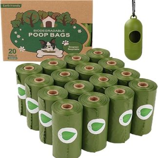 ORAGKE Dog Waste Bags Pack of 300 Biodegradable Dog Bags with Fragrance 20 Rolls 32 x 23 cm, Waterproof, Tear-Resistant, Extra Large, Thick and Waste Bag Dispenser