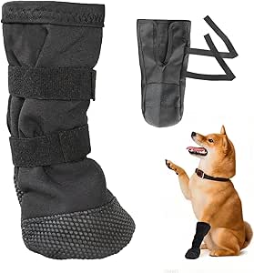 heqxwl Dog Shoes, Paw Protection, Waterproof, Breathable Dog Paw Protection Socks for Injury, Care, Non-Slip Dog Shoes for Indoor and Outdoor Use, S/M/L Sizes, Black (L)