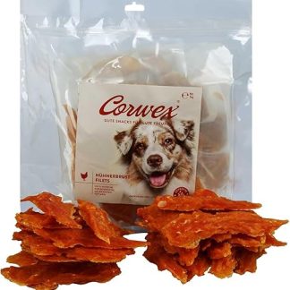 Corwex Dog Snack, Chicken Breast Fillet (1 kg), Grain-Free & Low Fat, in Resealable Bag, 100% Chicken in Meat Content