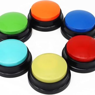 Buzzer with Recording Function, Intelligence Toy for Dogs, Pet Talking Training Answer Buzzer, 30 Seconds Recording & Playback (Pack of 6)