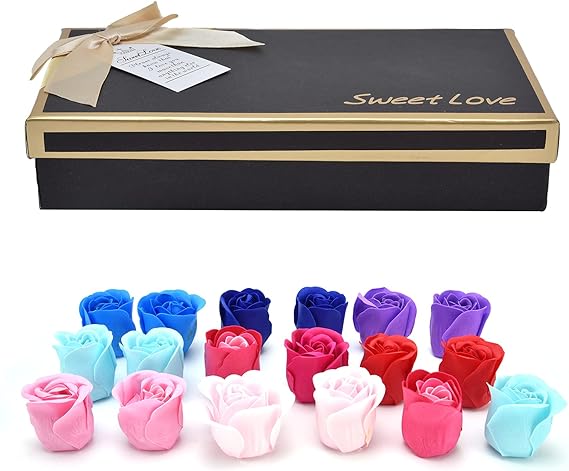 Soap Roses, Artificial Roses, Pink Flowers, Scented Artificial Roses, 8.9 x 4.5 x 1.8 in Box - Durable & Care Free, Colourful Room Decoration & Living Environment