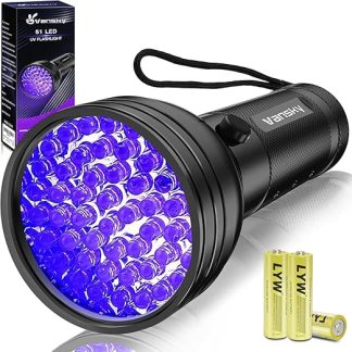 Vansky UV Black Light Torch With 51 LEDs, Pet Urine Detector for Dried Stains From Your Dogs, Cats and Rodents on Carpets, Curtains, Furniture, Includes 3 x AA Batteries