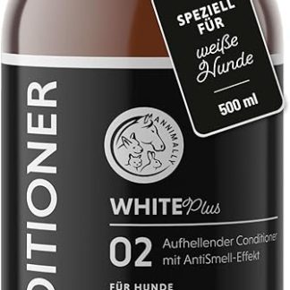 Annimally White Plus Conditioner - Natural Fur Conditioner with Shea Butter for Radiant White Coat, pH Neutral, Moisturising Care for White Coat, No Bleach & Perfume, 500 ml