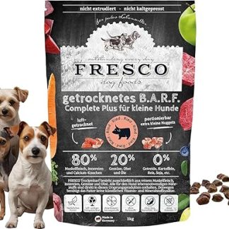 Fresco Trockenbarf Complete Plus Beef | 1 kg | Dry Barf for Small Dogs | Consists of Pure Muscle Meat, Offal and Calcium Bones of Beef as well as Fruit, Vegetables and Oil