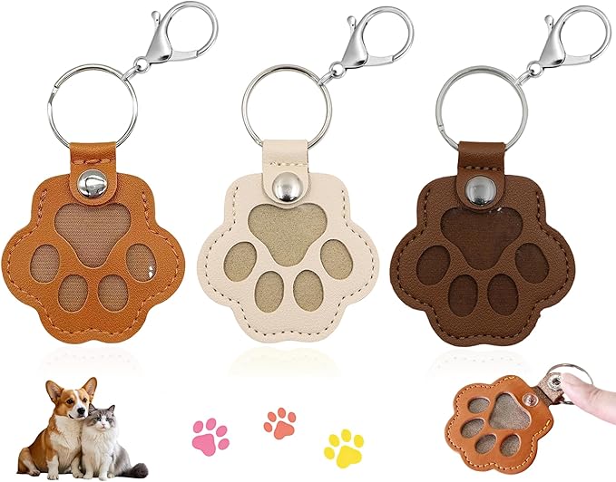 Beojonvy Hundehaar-Sammler-Schlüsselanhänger, 3 Stück Fell Memory Anhänger, Erinnerung Hund, tierhaars-erinnerung pfote für Hunde Speicherung Katzen und Hundeliebhaber
