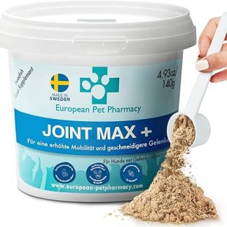 European Pet Pharmacy Joint Max+ Joint Care for Dogs - Dietary Supplement Dog & Cat - Nutrient Rich Formula with Green-Lipped Mussel Dog - All Ages - 140g Glucosamine Chondroitin Powder