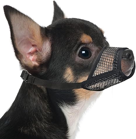 Mayerzon Dog Muzzle, Soft Mesh Muzzles for Small Medium Large Dogs Chihuahua Poodle Husky Labrador, Breathable Dog Muzzle for Biting Chewing Grooming, Allow Panting Drinking. XXS
