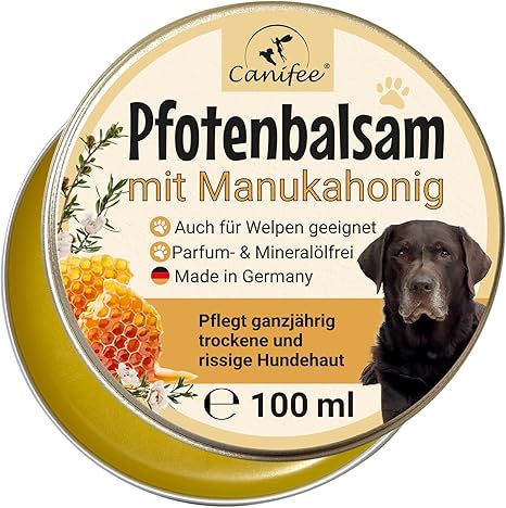 Canifee - Paw Balm Dog with Manuka Honey 100 ml Tin Fragrance-Free Mineral Oil-Free The Ideal Dog Paw Care for Summer and Winter