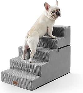 COZY KISS Dog Stairs, 5 Steps, Multifunctional High Density Foam for Bed, Couch, Sofa, 60 cm High, Removable Cat Stairs for Elderly Injured Dogs (Grey, 50 x 75 x 60, 5)