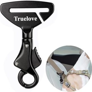 Dog Seat Belt Safety Buckle, Dog Car Safety Buckle, Suitable for All Types of Car Seat Belts, Buckle in Dog Collar or Harness, Easy to Use, Black