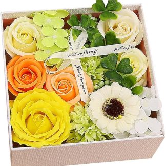 MagiDeal Soap Flower Essential Oil Rose Soap Luxury Beautiful Rose Petal Bath Soap for Mom Wife Girlfriends Lovers Green