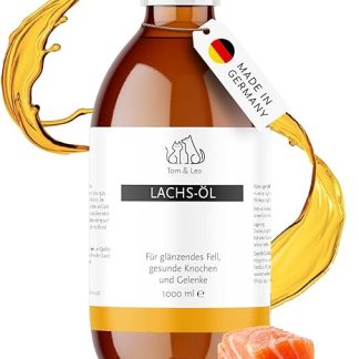 Tom & Leo Salmon Oil 1000 ml for Dogs and Cats - Wild Salmon Oil with Omega 3-6-9, Ideal for Barf, Skin & Coat, Premium Fish Oil for Dogs