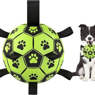 LOTUSWILD Dog Ball Dog Toy, 15 cm Durable Dog Toy Ball with Handle, Dog Ball for Large, Small and Medium Dogs, Green