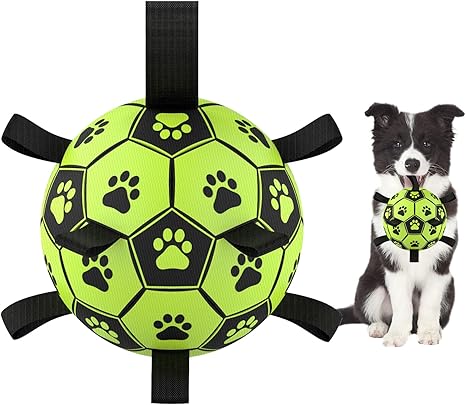 LOTUSWILD Dog Ball Dog Toy, 15 cm Durable Dog Toy Ball with Handle, Dog Ball for Large, Small and Medium Dogs, Green