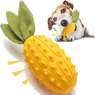 Acecy Dog Toy, Chew Toy Dog Almost Indestructible, Squeaky Dog Toy for Puppies Medium and Large, Rubber Horned Melon Dog Toys