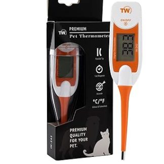 Premium Pet Thermometer for Pet Owners of Dogs, Cats, Horses, Flexible Digital Temperature Probe Includes Veterinary Hobdays Chart