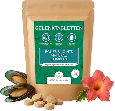 Joint Tablets for Dogs with Green-Lipped Mussel, Pack of 100, Made in Germany, Highly Concentrated, Easy to Feed, High Acceptance, Devil's Claw, MSM and Glucosamine