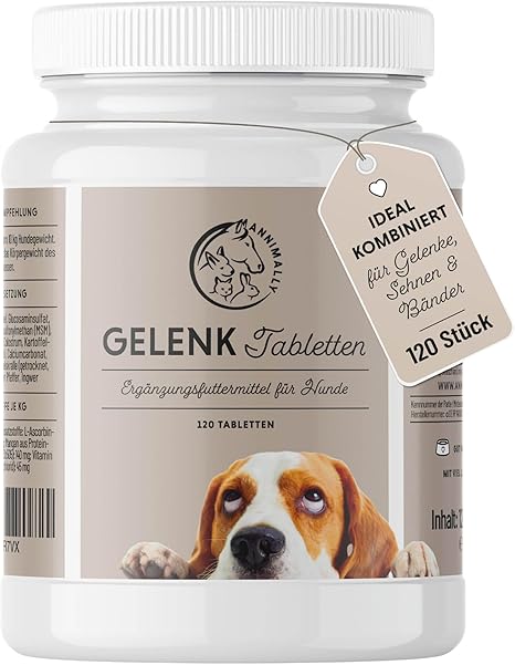 Joint Tablets for Dogs with MSM, Green-Lipped Mussel, Devil's Claw, Glucosamine & Hyaluronic - 120 Joint Tablets for Dogs - High Acceptance by Dogs Thanks to Small Tablets