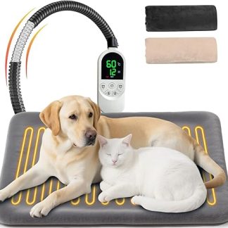 Pet Heating Pad, 70 x 45 cm Large Dog Heating Mat, Anti Bite Cat Heating Pad, Heat Mat Dog, Anti Bite Dog Heating Mat, Heating Blanket Cat Time-Controlled, Temperature Adjustable Pet Heating Blanket