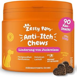 Zesty Paws Itching Relief for Dogs Sensitive Skin Hypoallergenic Allergy Relief Anti-Itching & Allergy Relief For Dogs That Scratch, Itch & Lick Omega-3 Fatty Acids Pack of 90
