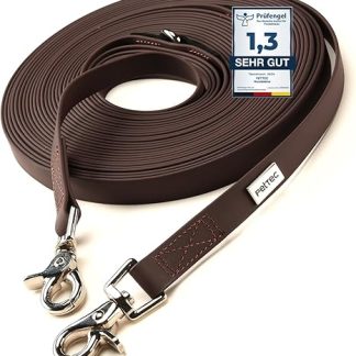 PetTec, Set Line, 10 m, Made of Trioflex, Weatherproof, Waterproof, Robust Dog Lead in Red, Brown &Orange, in Slim Edition, brown