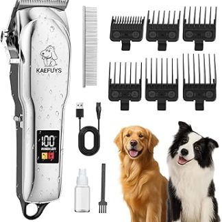 KAEFUYS Dog Clipper Pet Hair Trimmer Professional Trimmer Hair Trimmer for Dogs with Thick Fur Quiet Powerful Cordless Rechargeable