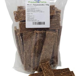Food4Pets Horse Meat Strips 750g - Natural Dog Treats, Grain-Free Chew Strips for Dogs for Dental Care and Reward