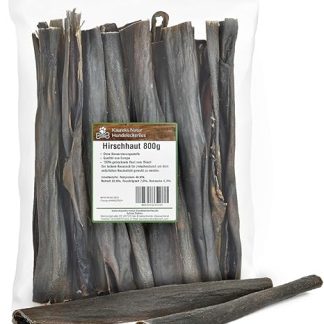 Kaureks Natur Hundeleckerlies Deer Skin 800 g Approx. 25-30 cm Natural Dental Care for Dogs such as Horse Scalp, Cattle Scalp