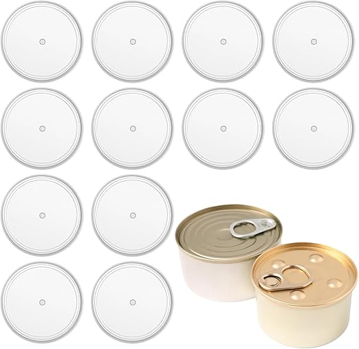 LXUEJIE Pack of 12 Can Lids, 400 g, Lid for Cans, Washable Can Lids, Dog Food, Can Closure, Dog Food for Food Storage, Pet Food Cans (75 mm)