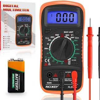 Digital Multimeter Voltmeter Battery Tester Voltage Tester Continuity Tester Ohm Volt Ampere Meter AC/DC Voltage Current Resistance Diode Transistor, Large LCD Display and Backlight