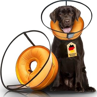Aschpas 2-in-1 Inflatable Dog Collar Developed Only for Medium and Large Dogs, Funnel Leak Protection Dog After Surgery, Dog Cone, Collar Cat, Dog Donut [Size 5]