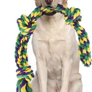 RIO Direct Dog Rope Toys for Strong Dogs Large dogs, Sturdy 3-Knots Rope Tug, Tough Dog Chew Toy - Extra Durable - Nearly Indestructible - Washable, for Large Breeds Big Dogs
