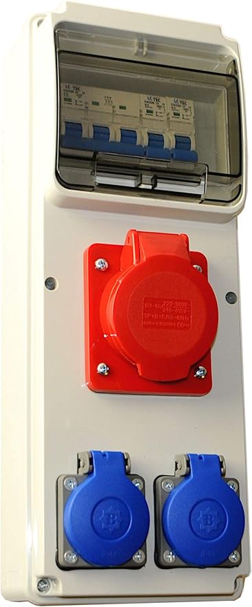 Construction Power Distributor Wall Distributor 1 x CEE 32A + 2 x 230 V Schuko Wired IP44 + LS
